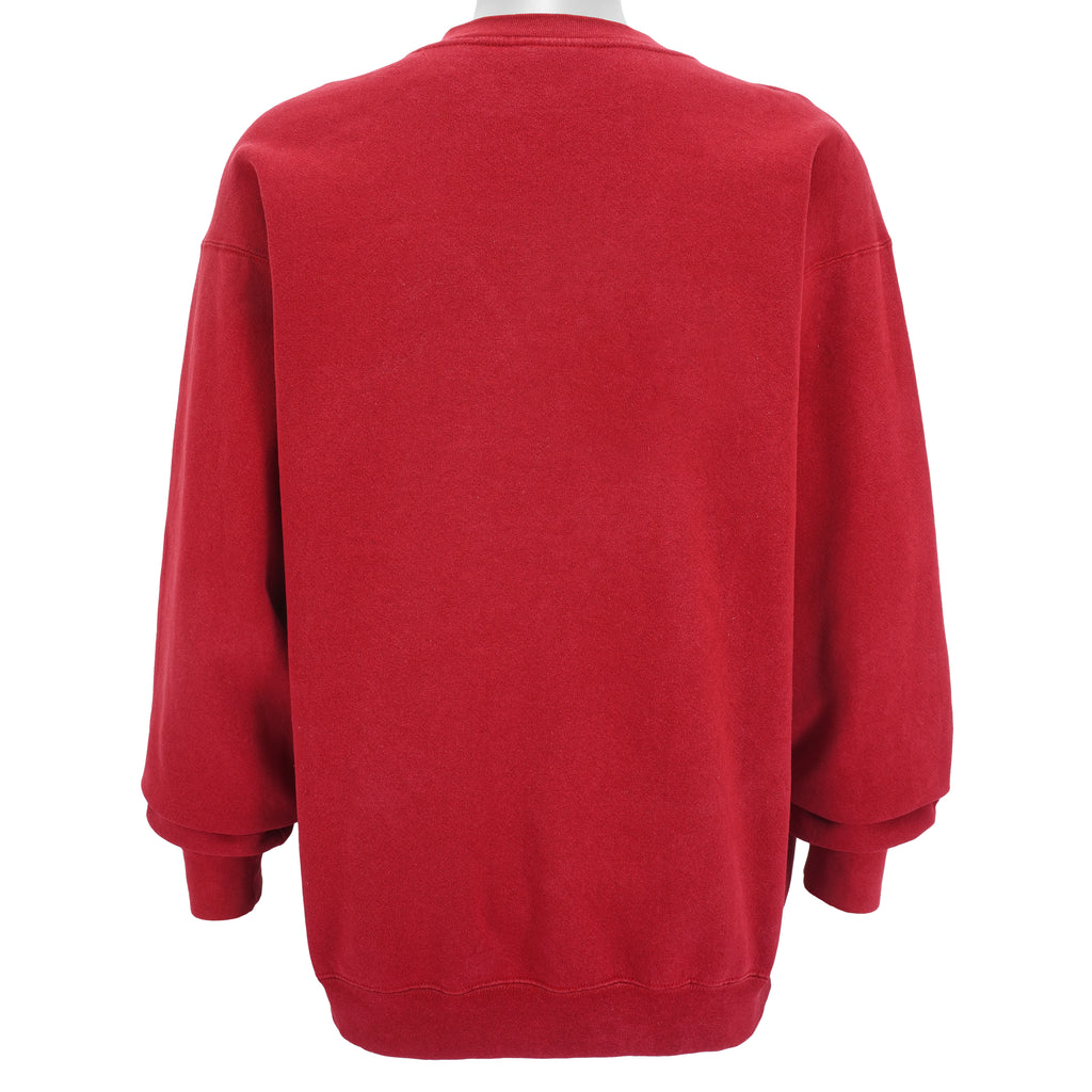 Nike - Red Big Spell-Out Crew Neck Sweatshirt 1990s Large Vintage Retro