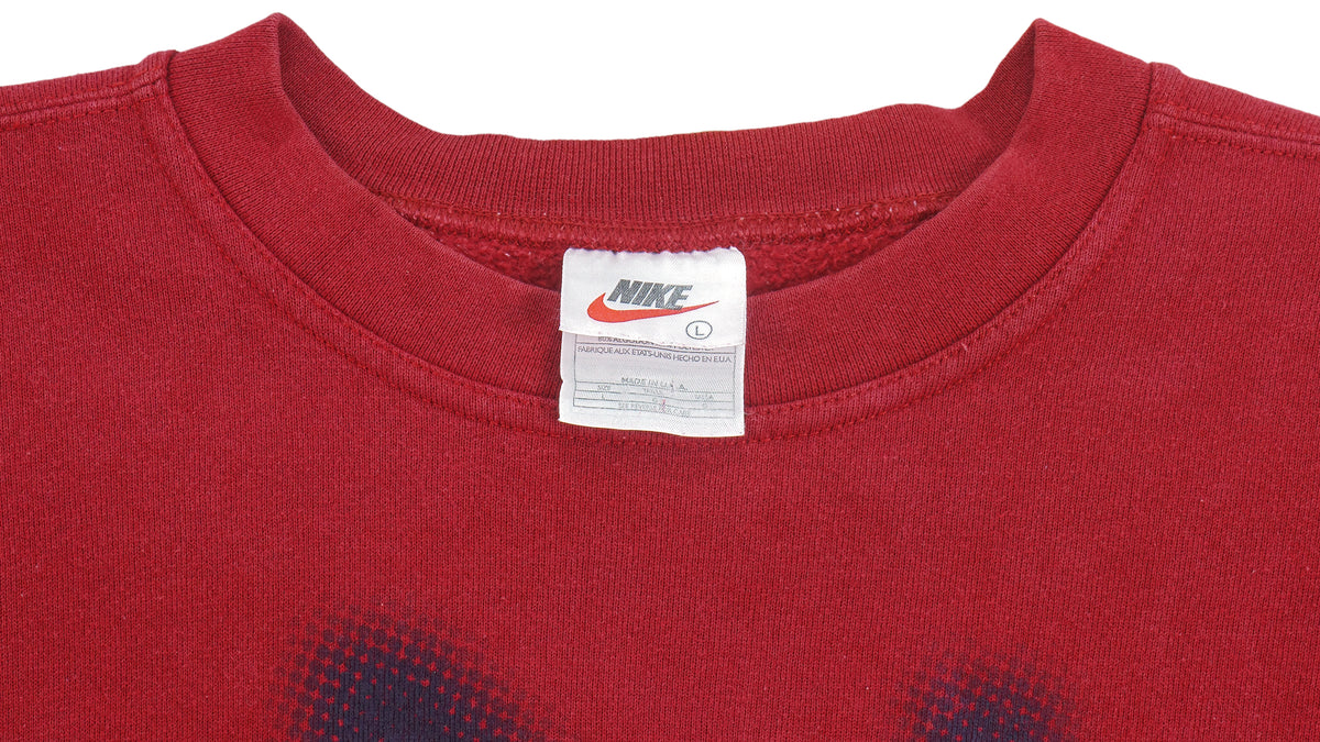 Nike - Red Big Spell-Out Crew Neck Sweatshirt 1990s Large Vintage Retro