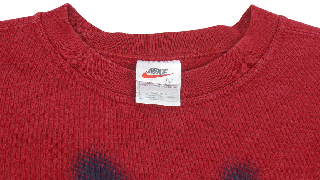 Nike - Red Big Spell-Out Crew Neck Sweatshirt 1990s Large Vintage Retro