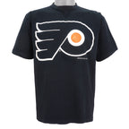 NHL (Mendez) - Philadelphia Flyers Big Spell-Out T-Shirt 1992 Large Vintage Retro Hockey