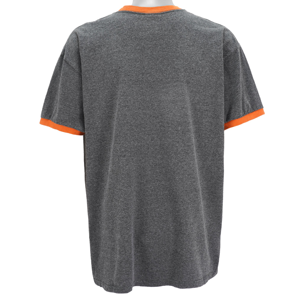 Nike - Grey Big Orange Logo T-Shirt 1990s X-Large Vintage Retro