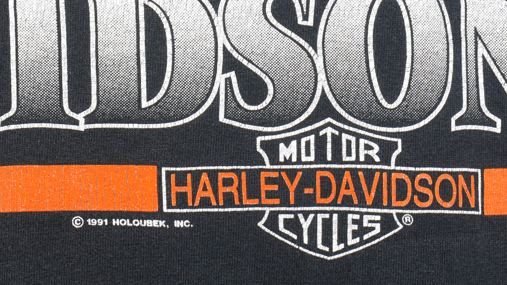 Harley Davidson - Black Marthas Vineyard Spell-Out T-Shirt 1991 XX-Large Vintage Retro