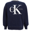 Calvin Klein - Blue Spell-Out Crew Neck Sweatshirt 1990s X-Large Vintage Retro
