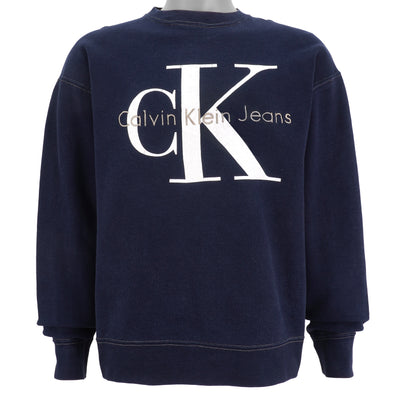 Calvin Klein - Blue Spell-Out Embroidered Sweatshirt 1990s X-Large