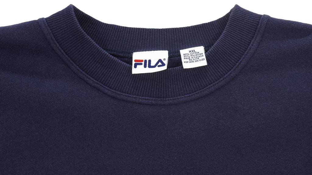Fila - Blue Big Spell-Out Crew Neck Sweatshirt 1990s XX-Large Vintage Retro