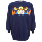 Disney - Blue Tigger Printed Crew Neck Sweatshirt 1990s Large Vintage Retro