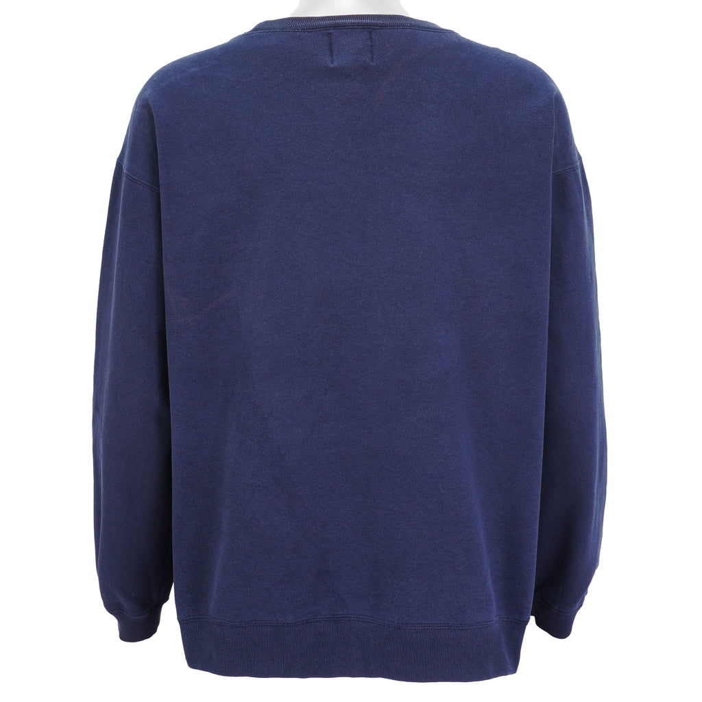 Guess - Dark Blue Spell-Out Crew Neck Sweatshirt 1990s Large Vintage Retro