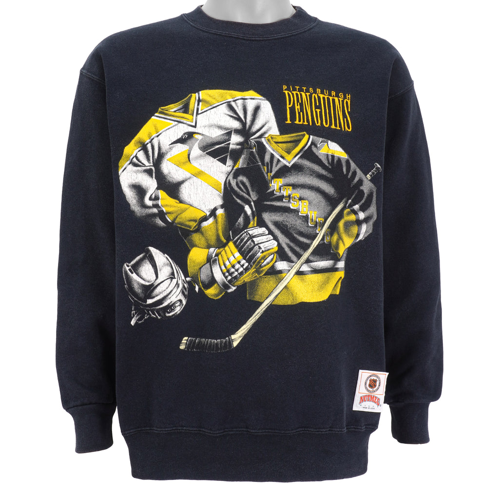 NHL (Nutmeg) - Pittsburgh Penguins Crew Neck Sweatshirt 1990s Medium Vintage Retro Hockey