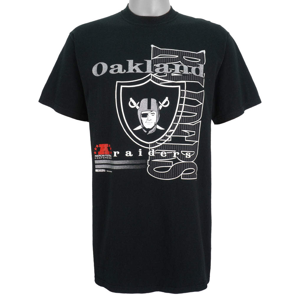 NFL (Russell Athletic) - Oakland Raiders Spell-Out T-Shirt 1996 Medium Vintage Retro Football