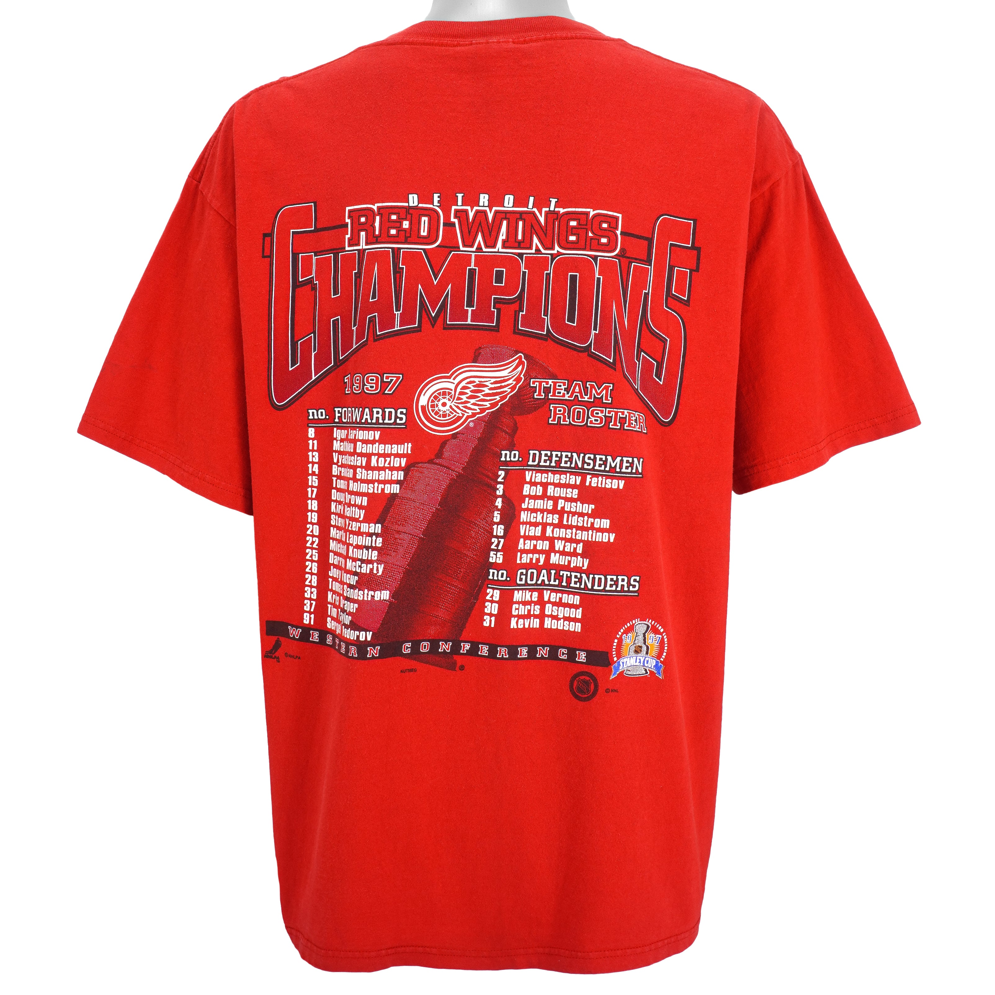 NHL (Lee) - Detroit Red Wings, Stanley Cup Champions Deadstock T-Shirt 1997 X-Large Vintage Retro Hockey