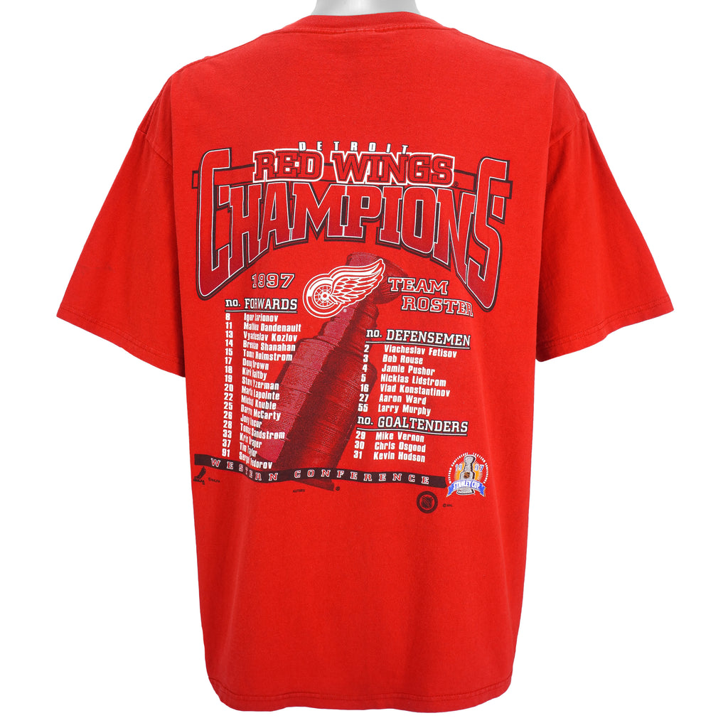 NHL (Lee) - Detroit Red Wings, Stanley Cup Champions Deadstock T-Shirt 1997 X-Large Vintage Retro Hockey