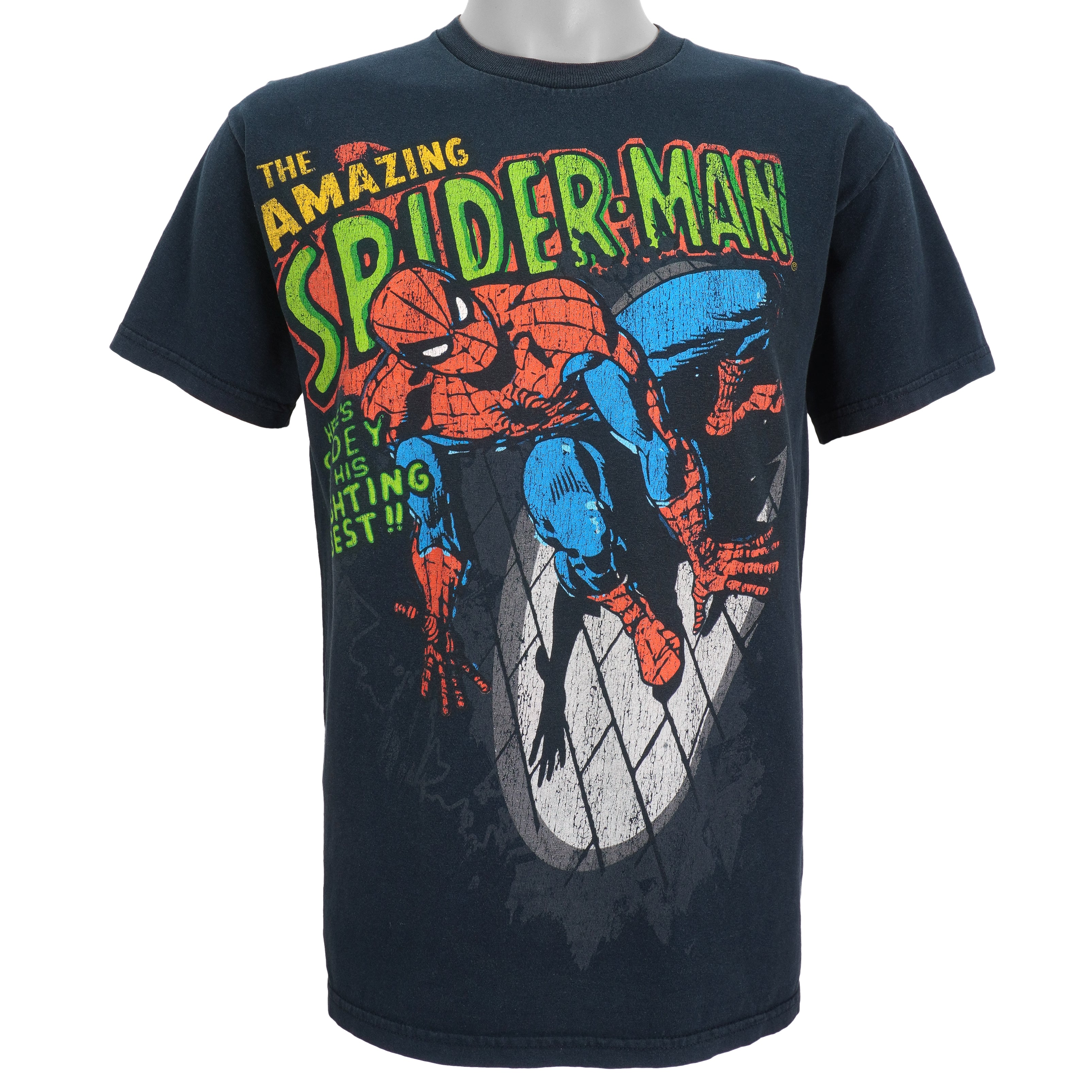 Marvel - Black The Amazing Spider-Man T-Shirt 1990s Medium Vintage Retro