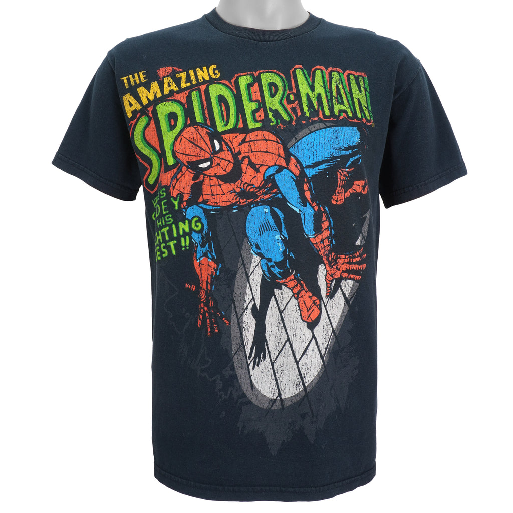 Marvel - Black The Amazing Spider-Man T-Shirt 1990s Medium Vintage Retro