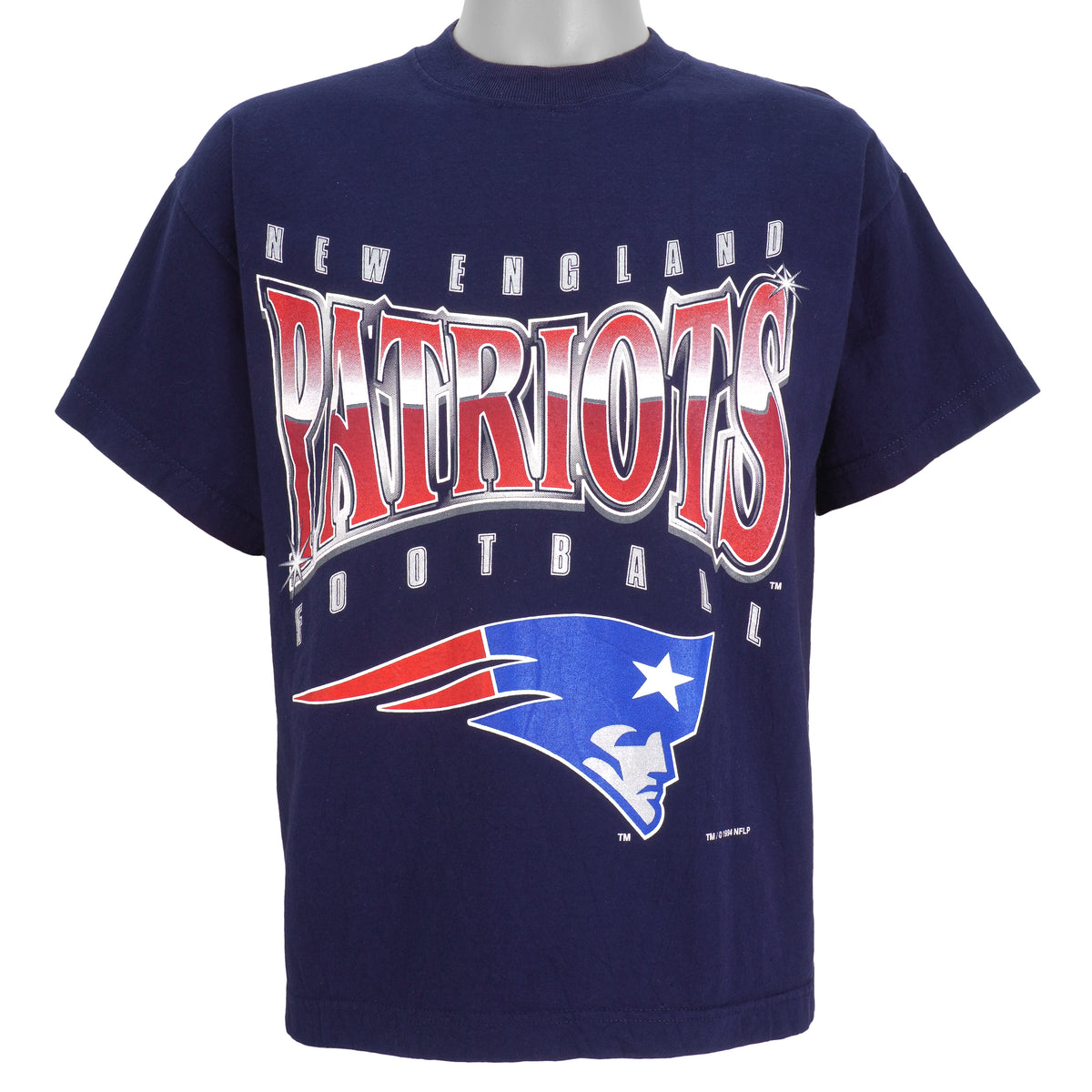 NFL (Salem) - New England Patriots Big Spell-Out T-Shirt 1994 Large Vintage Retro Football