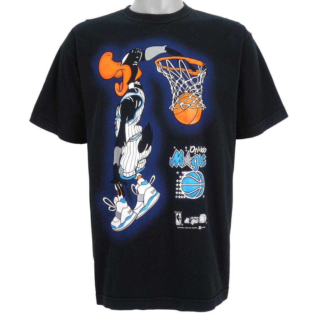 NBA - Orlando Magic, Daffy Duck Spell-Out T-Shirt 1998 Large Vintage Retro Basketball