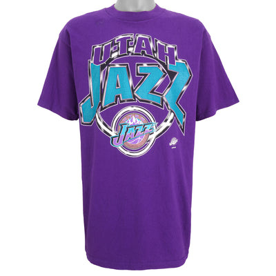 NBA (Logo 7) - Utah Jazz Spell-Out T-Shirt 1990s X-Large