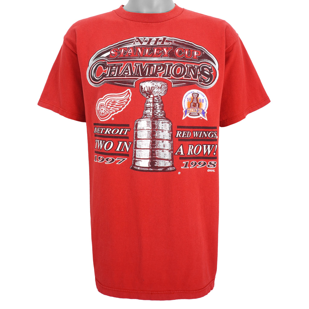 NHL (Logo 7) - Detroit Red Wings, Stanley Cup Champs Big Logo T-Shirt 1998 X-Large Vintage Retro Hockey