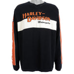 Harley Davidson - Black & Orange Embroidered Crew Neck Sweatshirt 1990s X-Large