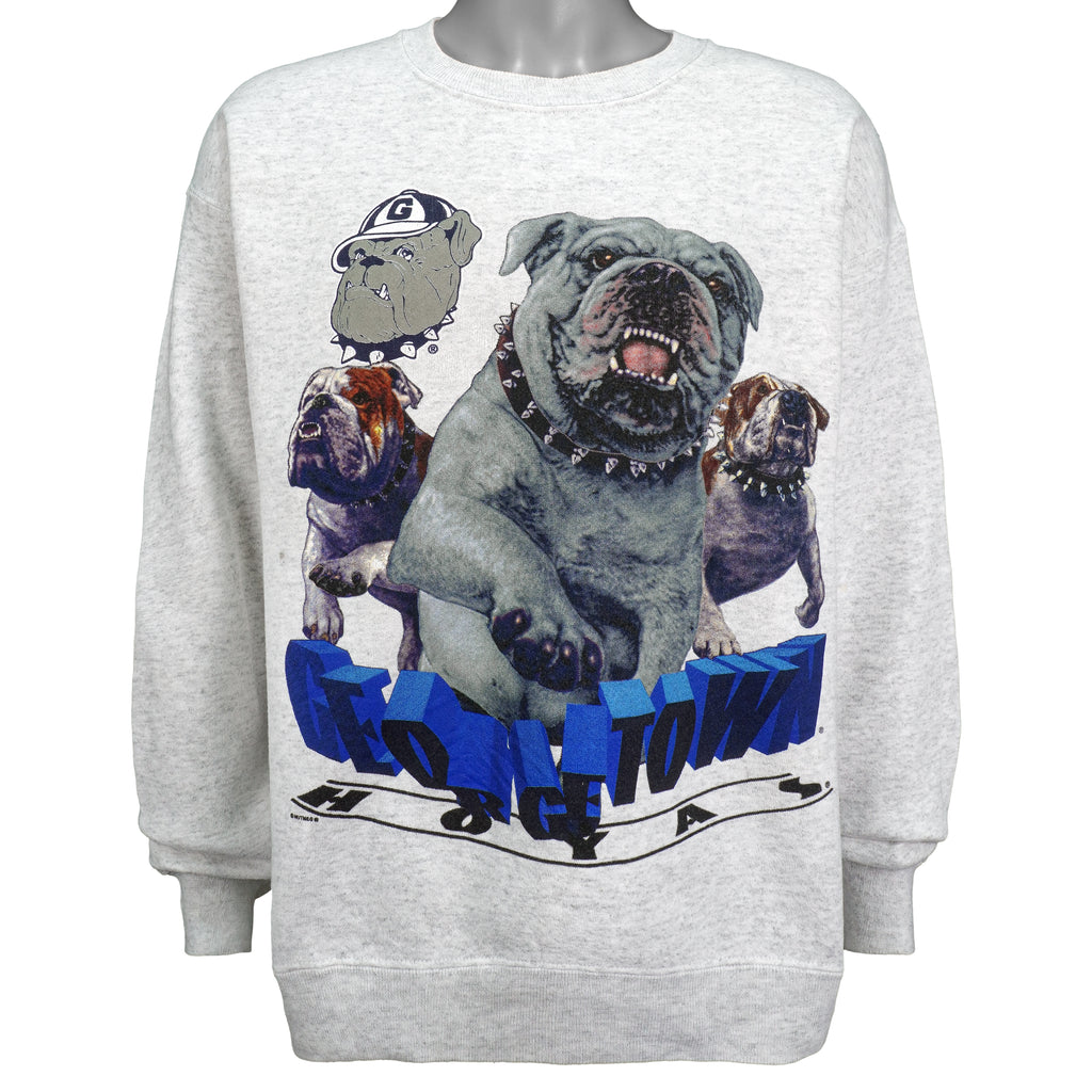 NCAA (Nutmeg) - Georgetown Hoyas Spell-Out Crew Neck Sweatshirt 1990s Large Vintage Retro Football College