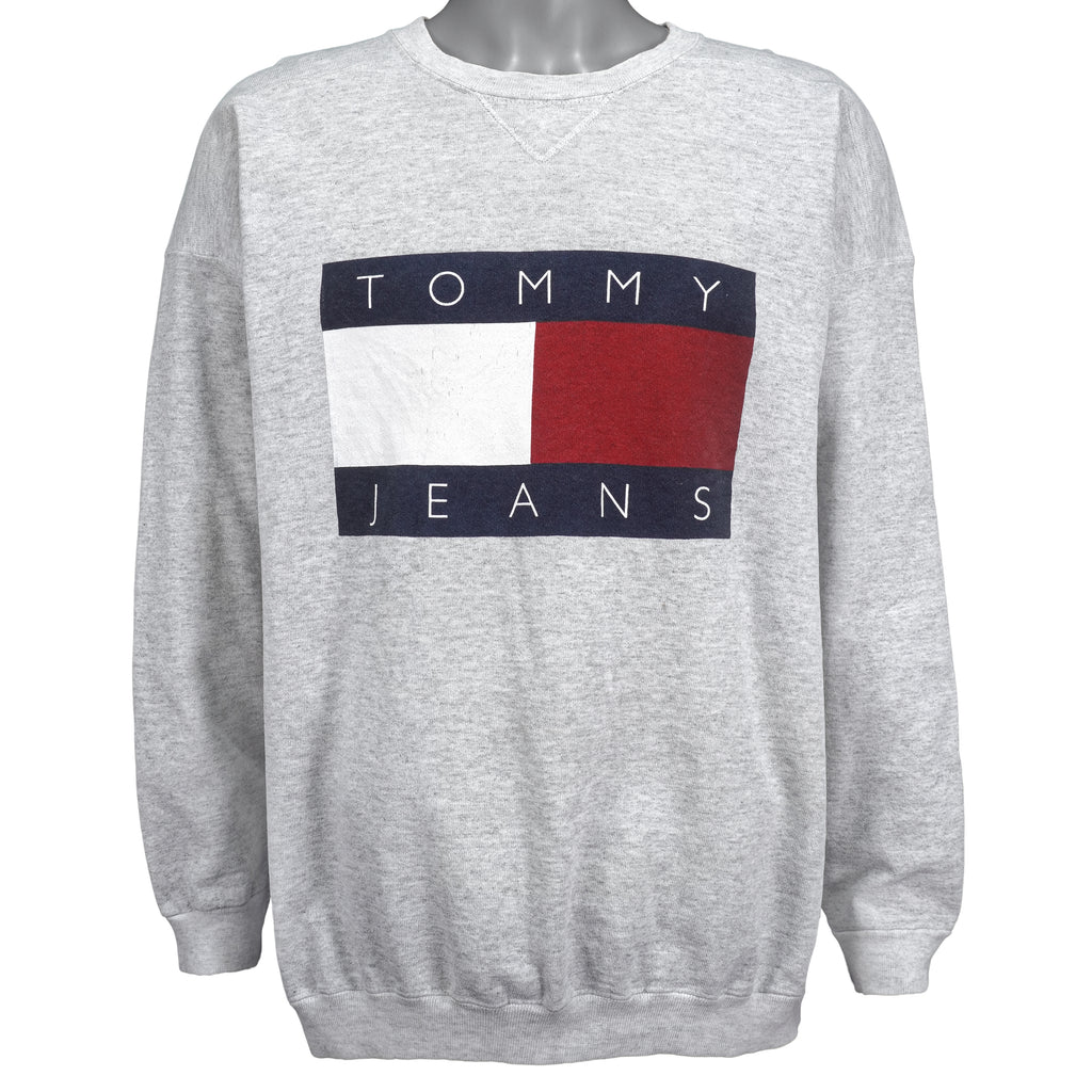 Tommy Hilfiger - Tommy Jeans Spell-Out Crew Neck Sweatshirt 1990s Medium Vintage Retro