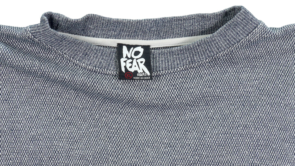 Vintage - Grey No Fear Crew Neck Sweatshirt 1990s X-Large Vintage Retro
