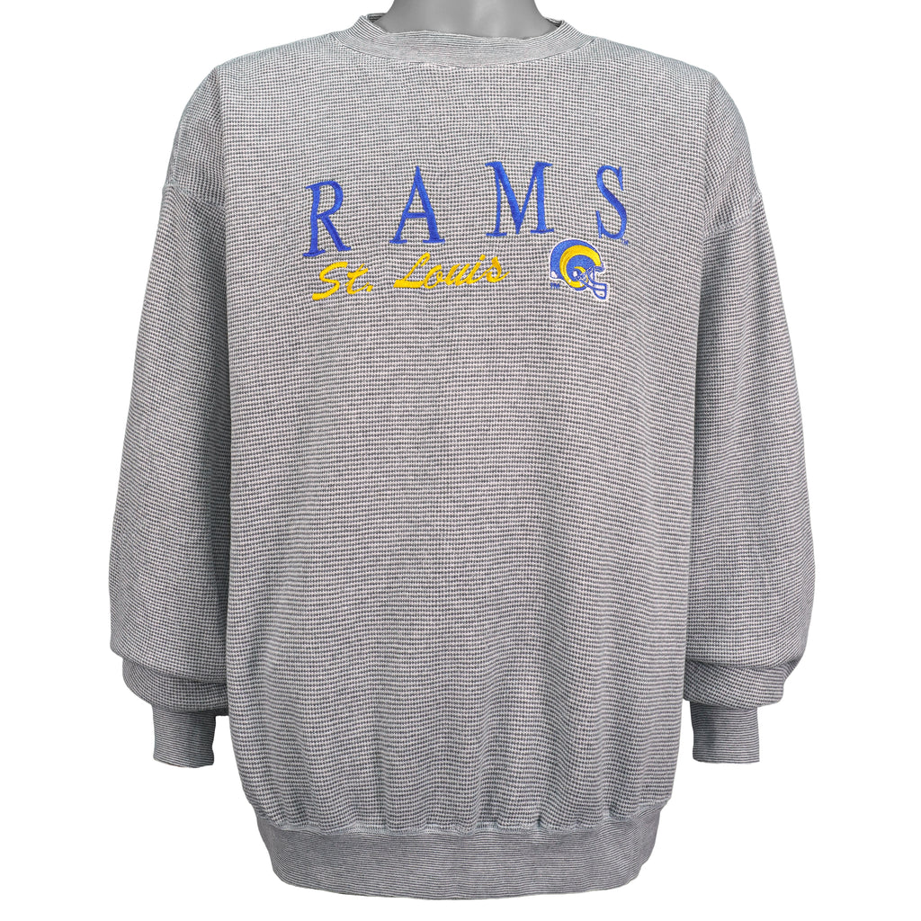 NFL (Logo 7) - St. Louis Rams Embroidered Crew Neck Sweatshirt 1990s X-Large Vintage Retro Football
