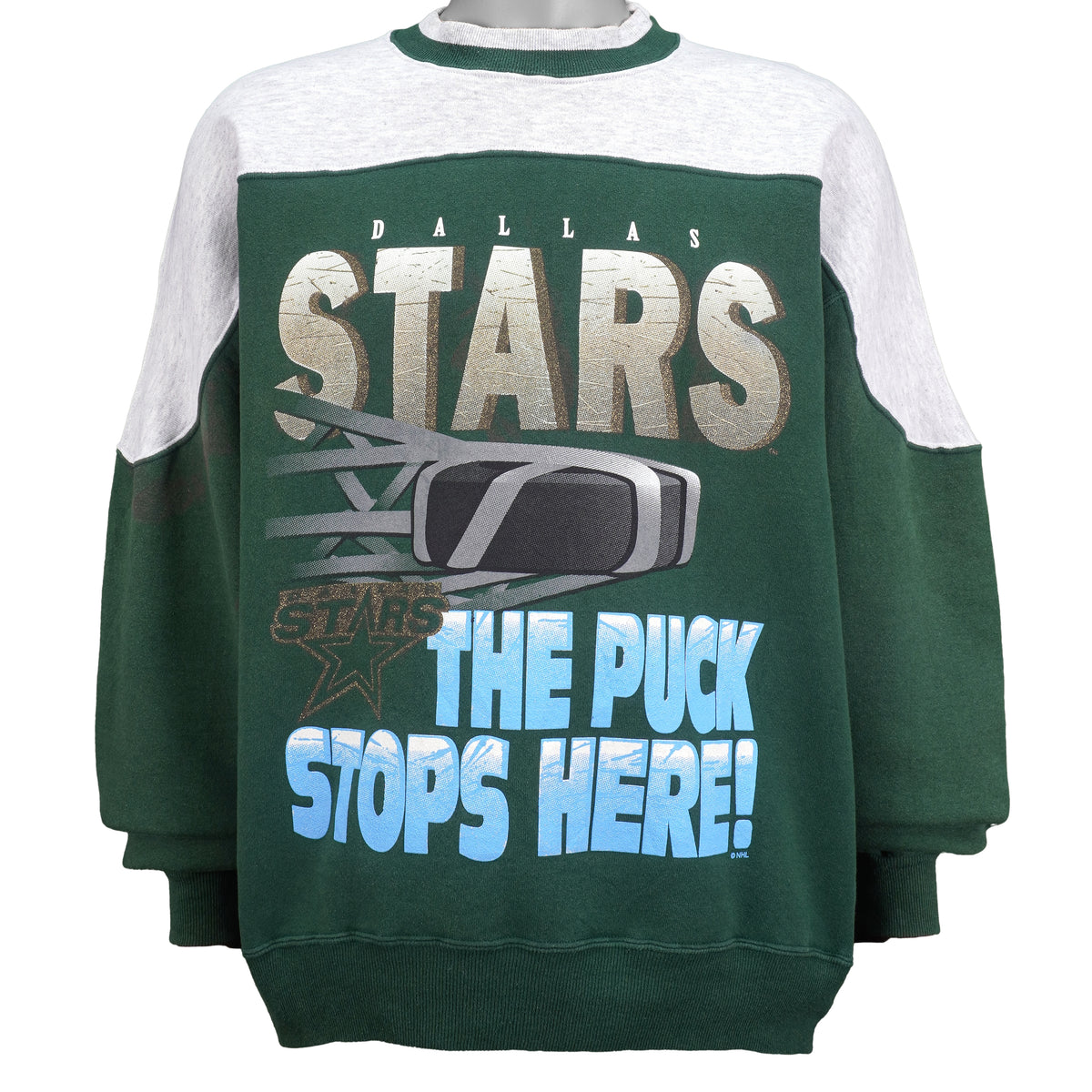 NHL (Chalk Line) - Dallas Stars Big Spell-Out Crew Neck Sweatshirt 1990s X-Large Vintage Retro Hockey