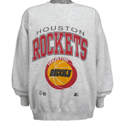 Starter - Houston Rockets Spell-Out Crew Neck Sweatshirt 1990s X-Large