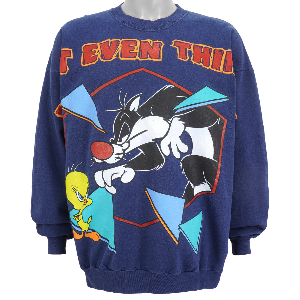 Looney Tunes - Sylvester & Tweety Bird Sweatshirt 1990s XX-Large Vintage Retro