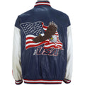 Vintage - USA, Flag & Eagle Wool Faux Leather Jacket 1990s XX-Large Vintage Retro