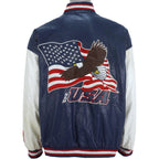 Vintage - USA, Flag & Eagle Wool Faux Leather Jacket 1990s XX-Large Vintage Retro