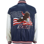 Vintage - USA, Flag & Eagle Wool Faux Leather Jacket 1990s XX-Large