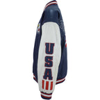 Vintage - USA, Flag & Eagle Wool Faux Leather Jacket 1990s XX-Large Vintage Retro