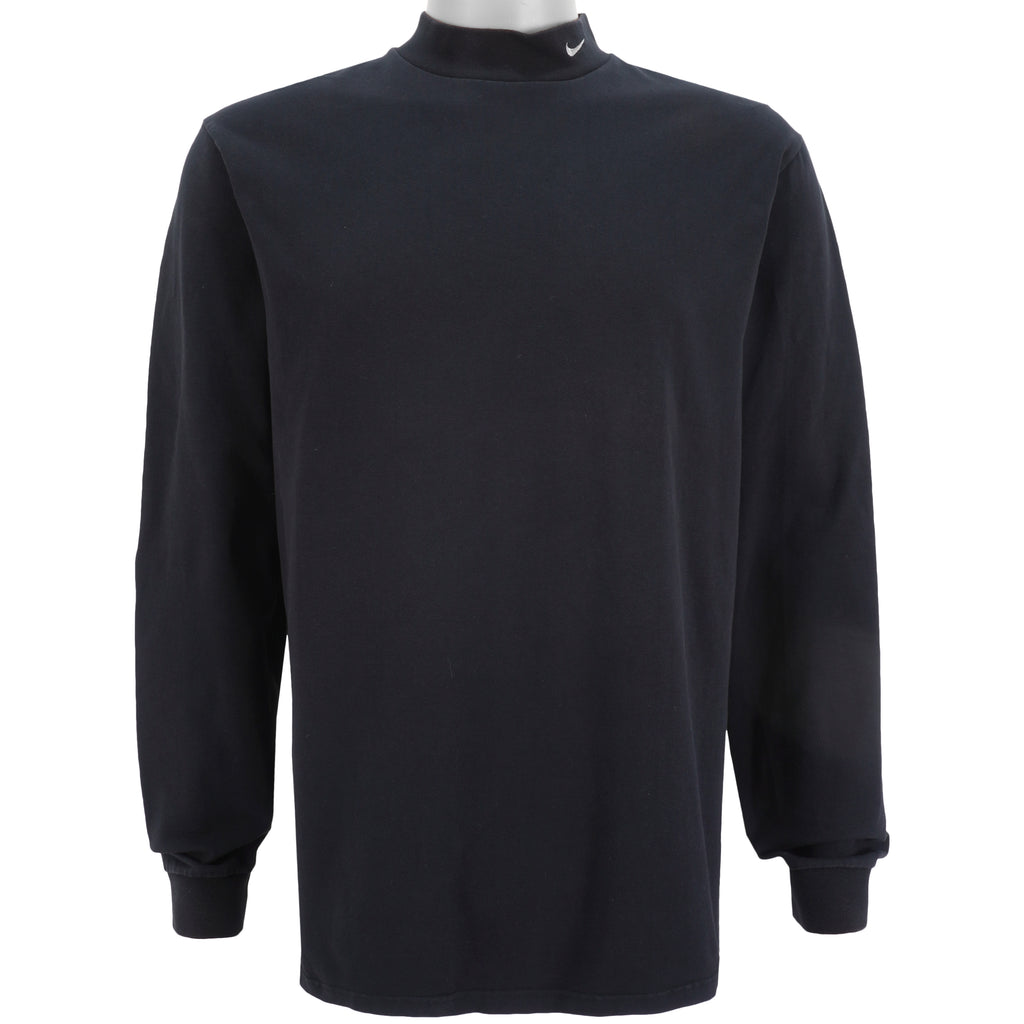 Nike - Black Turtle Neck Sweatshirt 1990s Medium Vintage Retro