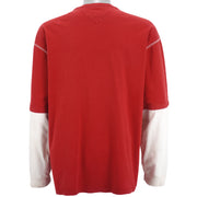 Tommy Hilfiger - Red & White Crew Neck Sweatshirt 1990s X-Large Vintage Retro