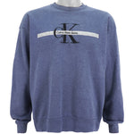 Calvin Klein - Light Blue Spell-Out Embroidered Sweatshirt 1990s X-Large Vintage Retro