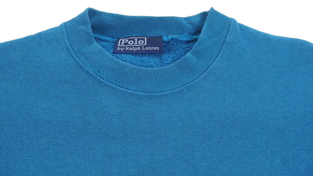 Ralph Lauren (Polo Sport) - Blue Spell-Out Embroidered Sweatshirt 1990s Large Vintage Retro