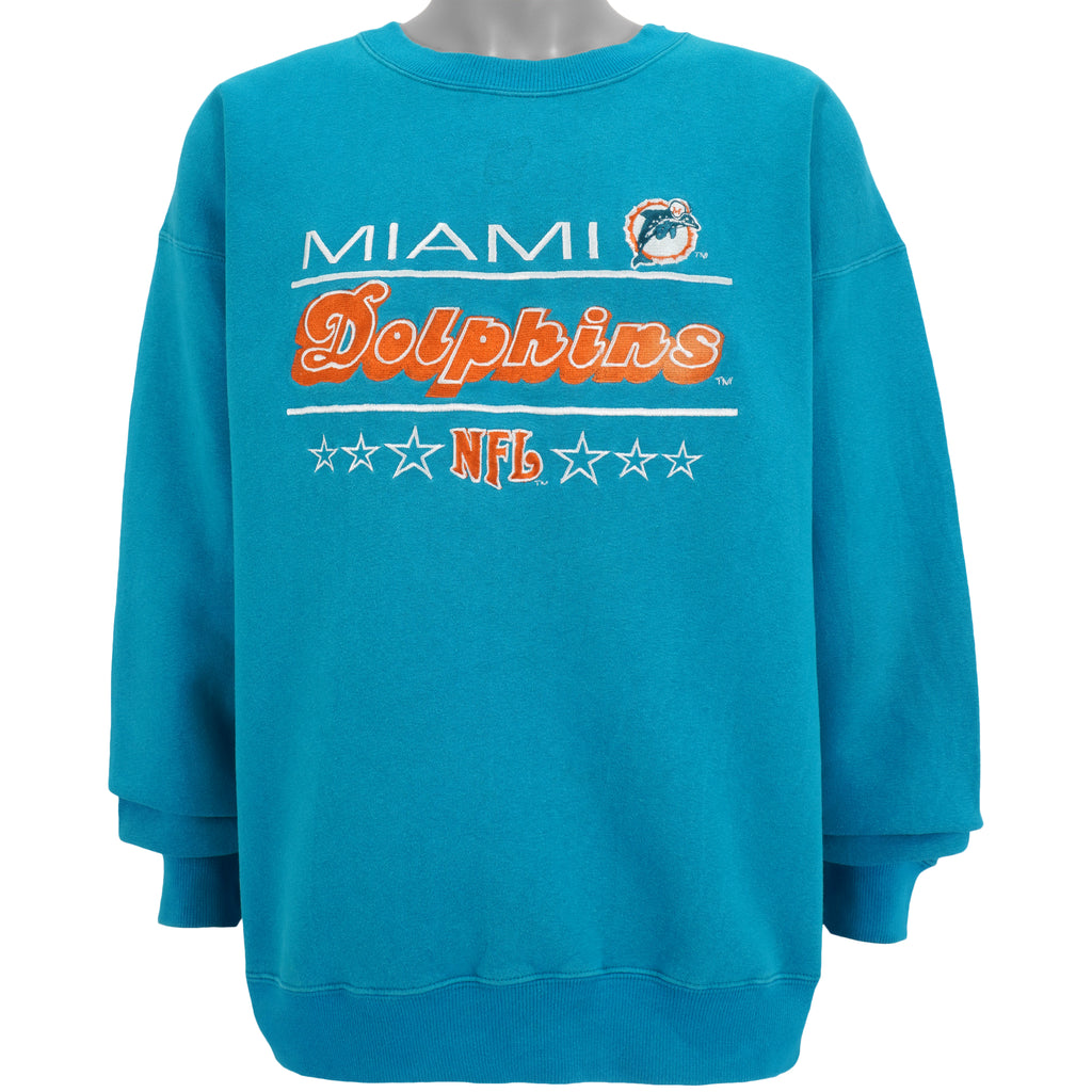 NFL (Majestic) - Miami Dolphins Embroidered Sweatshirt 1990s XX-Large Vintage Retro Football