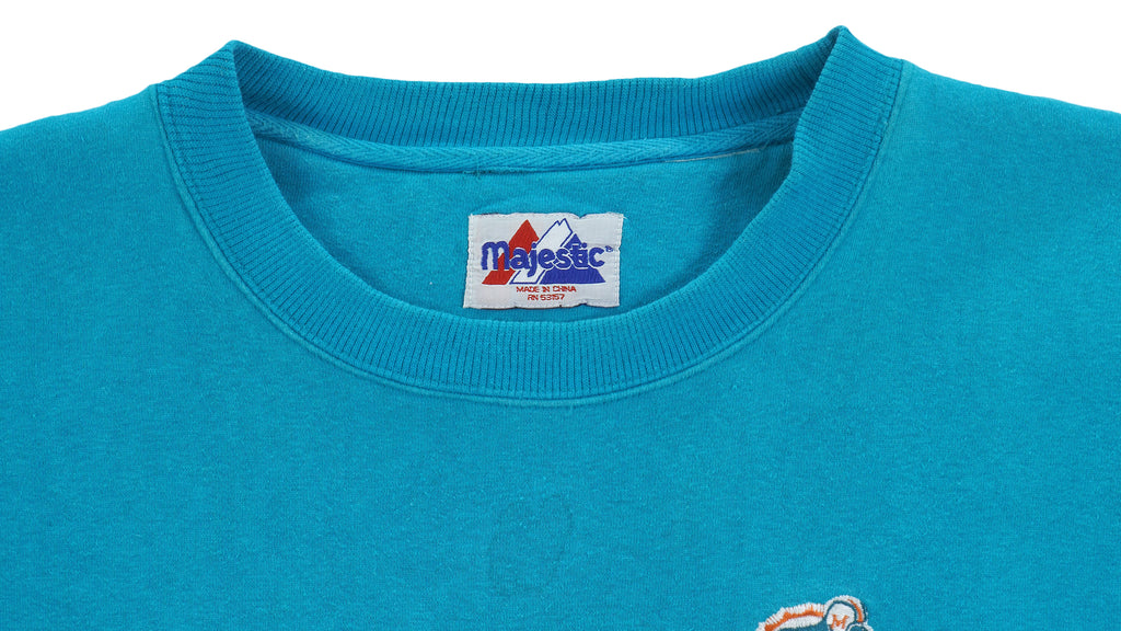 NFL (Majestic) - Miami Dolphins Embroidered Sweatshirt 1990s XX-Large Vintage Retro Football