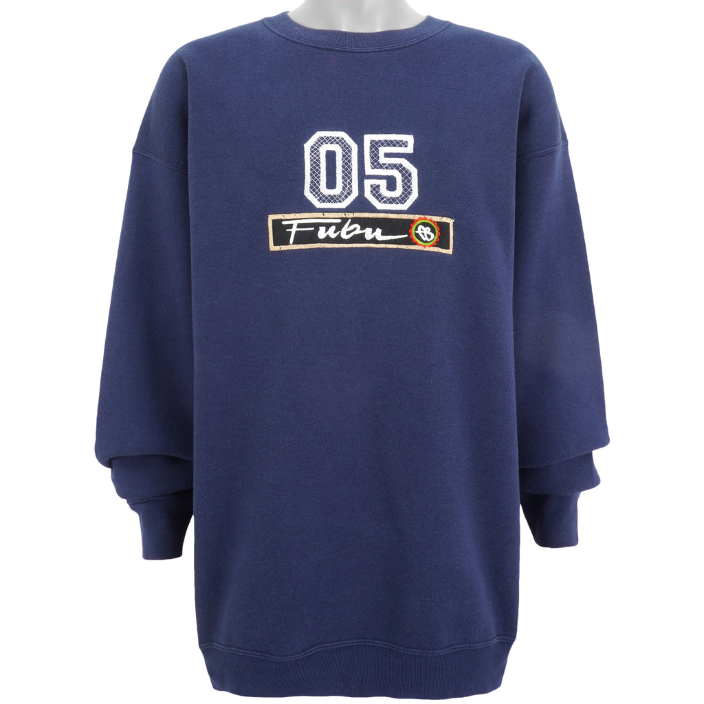 FUBU - Blue 05 Sports Spell-Out Crew Neck Sweatshirt 1990s XXX-Large Vintage Retro