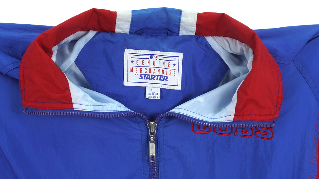 Starter - Chicago Cubs Zip-Up Windbreaker 1990s Large Vintage Retro Baseball