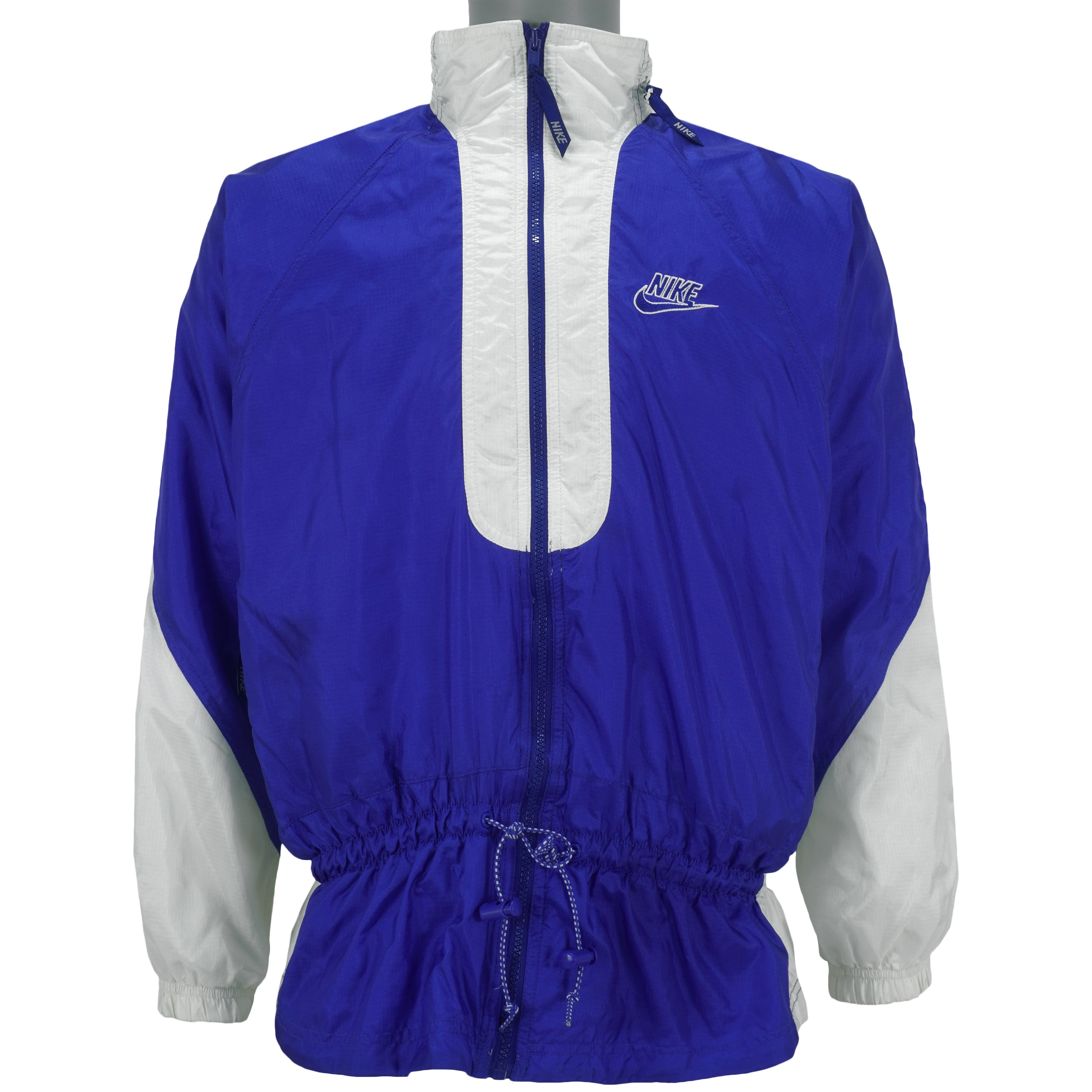 Nike - Blue & White Big Logo Windbreaker 1990s Medium Vintage Retro