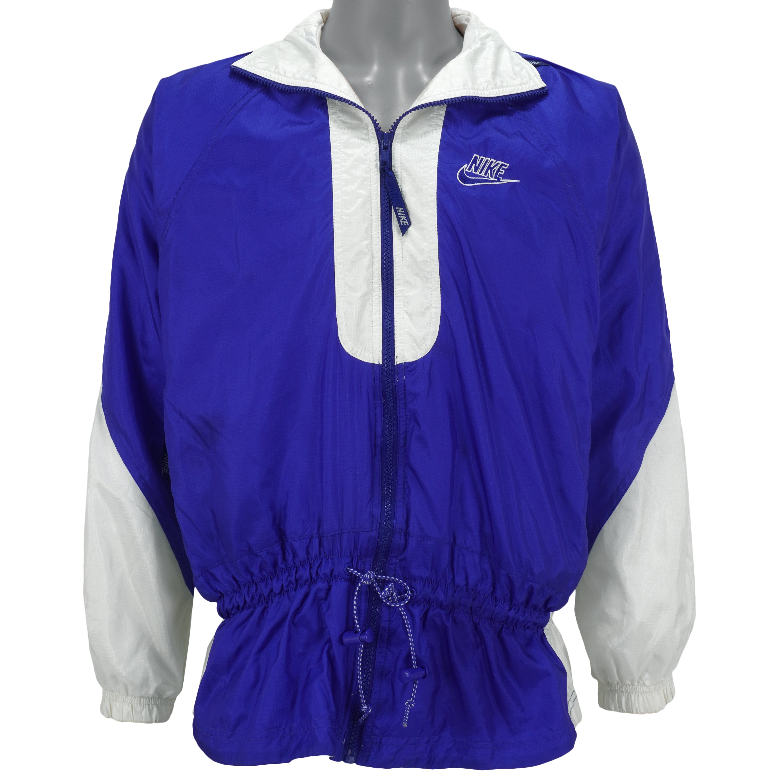Nike - Blue & White Big Logo Windbreaker 1990s Medium Vintage Retro