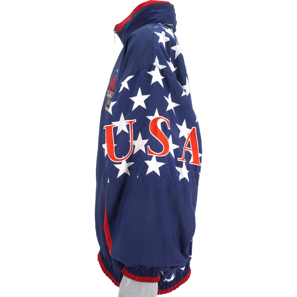 Starter - Atlanta Olympic Games, USA Big Spell-Out Windbreaker 1996 X-Large Vintage Retro