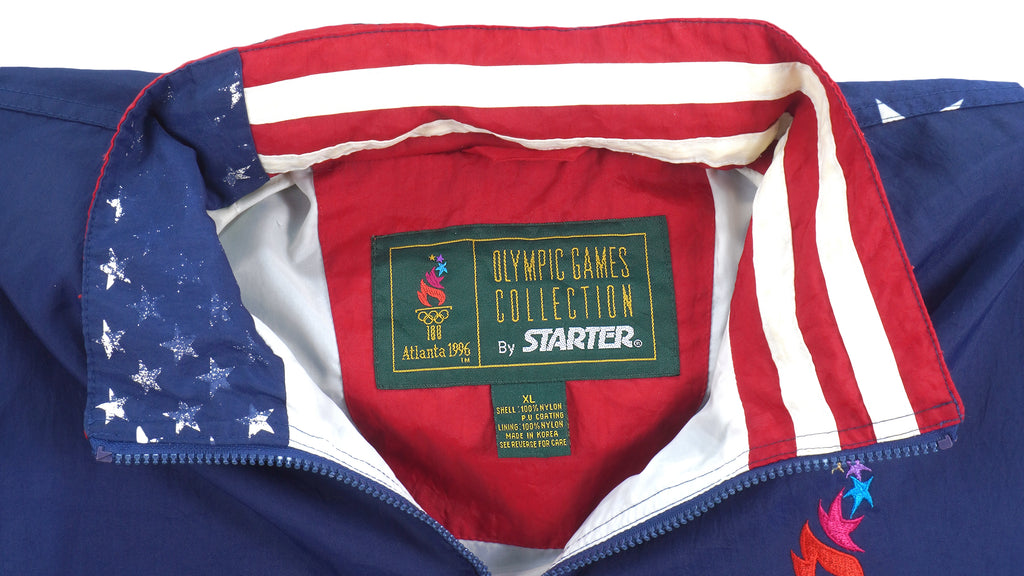 Starter - Atlanta Olympic Games, USA Big Spell-Out Windbreaker 1996 X-Large Vintage Retro
