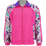 Fila - Pink Patterned Windbreaker 1990s Large Vintage Retro