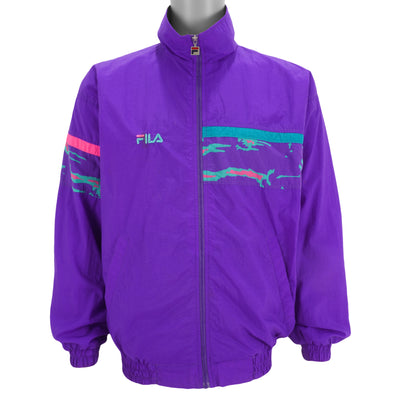 FILA - Purple & Green Zip-Up Windbreaker 1990s XX-Large