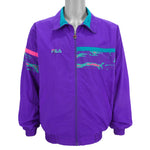 Fila - Purple & Green Zip-Up Windbreaker 1990s XX-Large Vintage Retro
