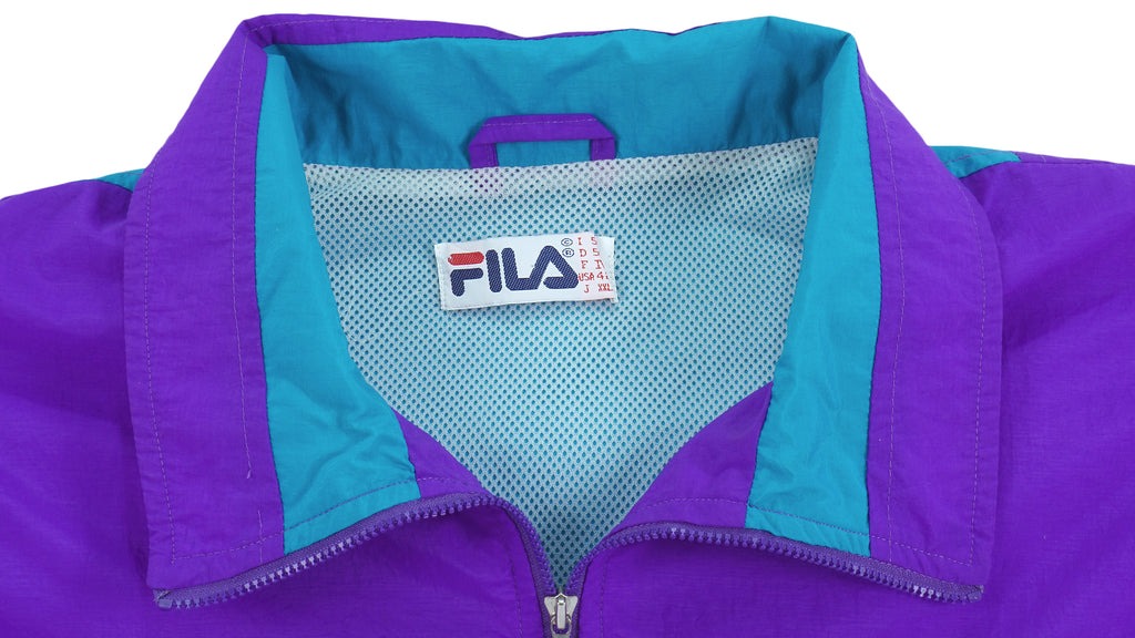 Fila - Purple & Green Zip-Up Windbreaker 1990s XX-Large Vintage Retro