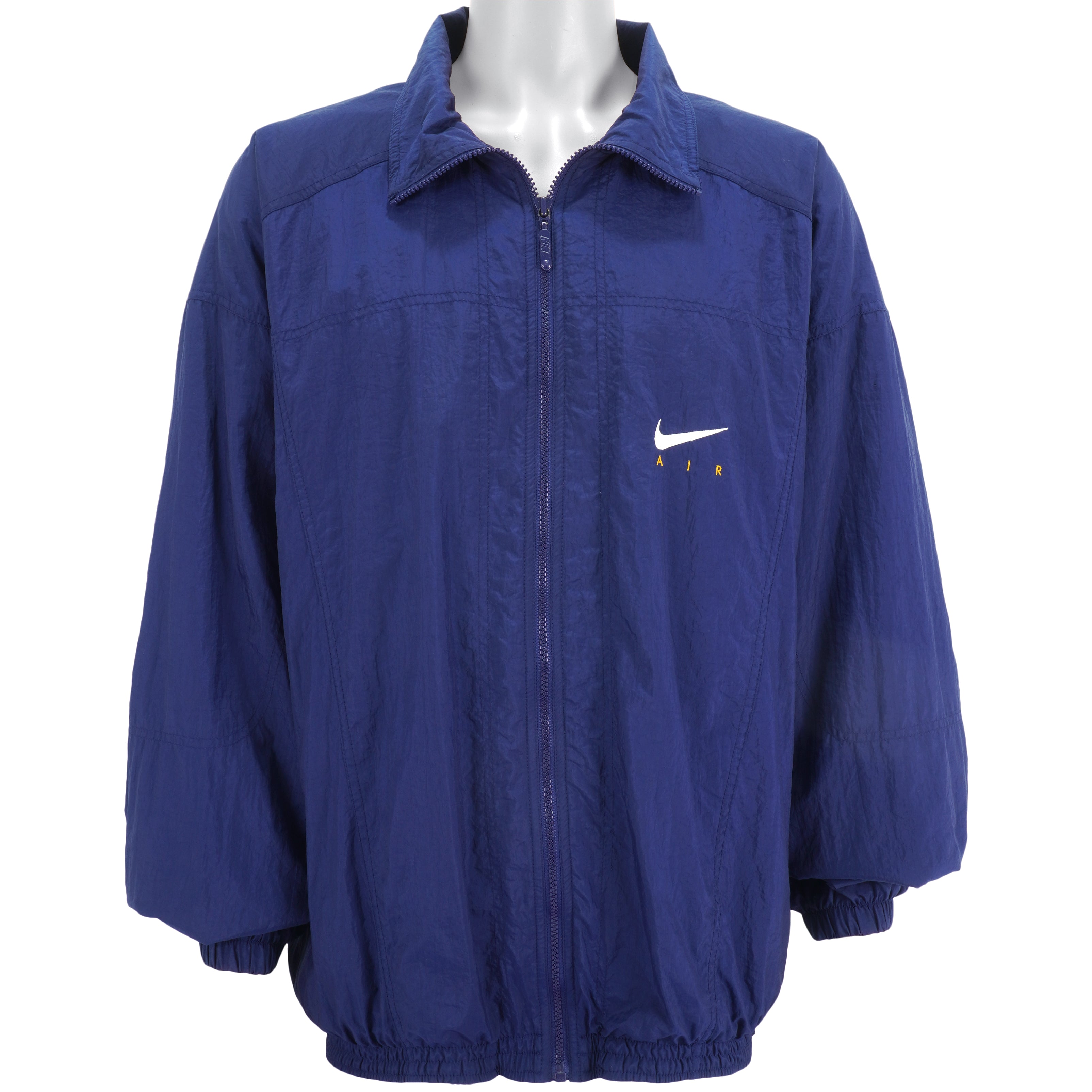 Nike  - Blue Embroidered Zip-Up Windbreaker 1990s XX-Large Vintage Retro